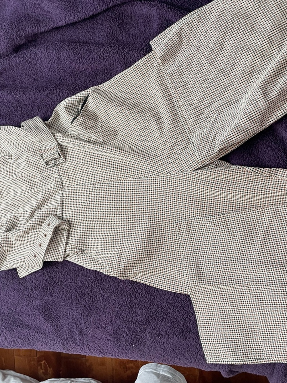 Express Brown and Black Gingham Wide-Leg Jumpsuit